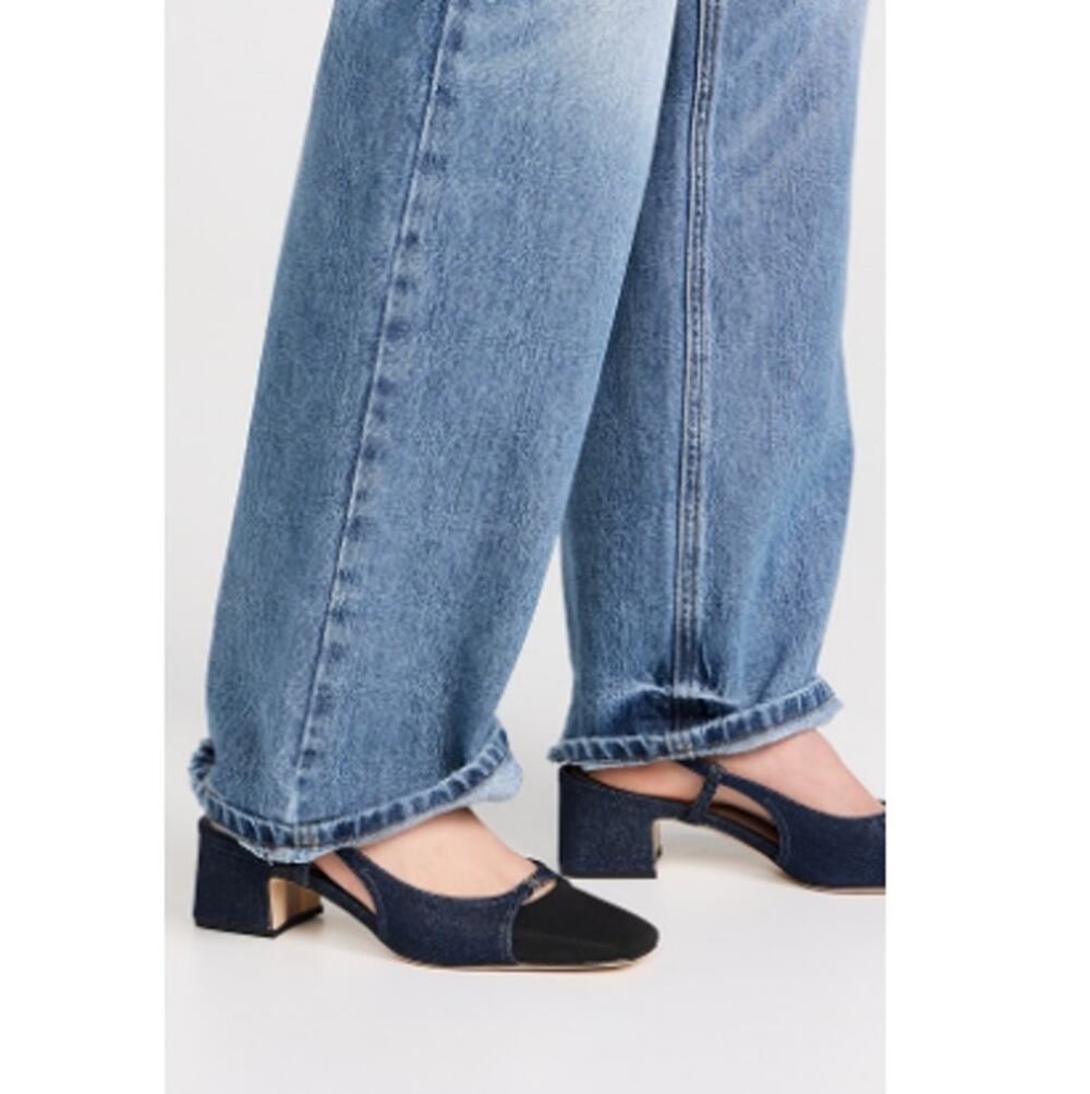 Sam Edelman Women's Navy Black Fabric Tarra Slingback Heel Sandals Size 8 M